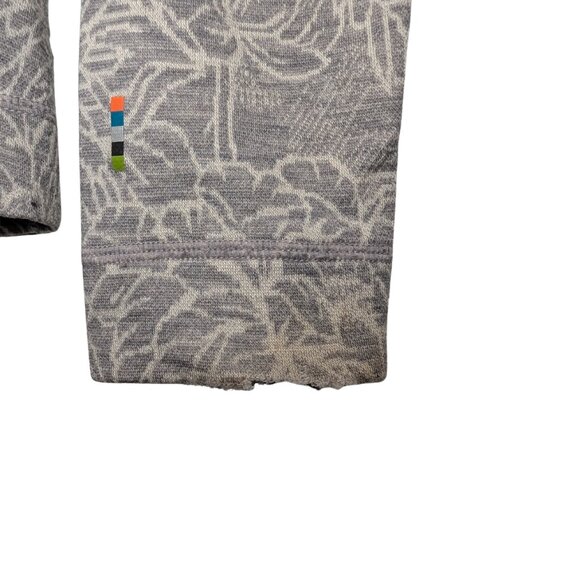 Smartwool Women's Large Thermal Merino Quarter Zip Base Layer Gray Floral - Picture 10 of 13